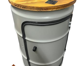 Custom-made wooden oil drum side table, usable as a bedside table, minibar, bar cabinet, coffee bar, chest of drawers, or table barrel