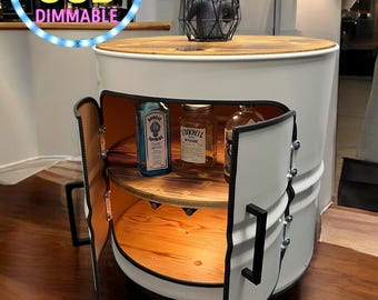 Industrial Barrel Coffee Table | Handmade Whisky Barrel Furniture | Vintage Loft Decor, Upcycled 208L Oil Drum | Unique Gift | Bar