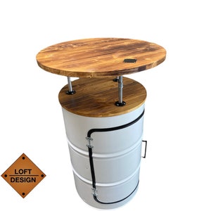 Baril baril armoire baril loft étagère industrielle table en bois table basse étagère à whisky bois table à café boucle table planche fait main jardin béton image 7