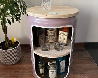 Fass Barrel Baril Schrank loft étagère Holztisch Couchtisch Whisky shelf wood coffetable loop tafel plank Handarbeit xmas gift bar furniture