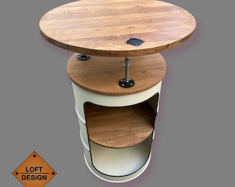 Barrel table, standing table - oil drum bar table in industrial style, party table for the terrace, coffee bar or cocktail bar, sideboard, highboard