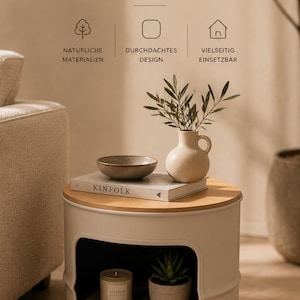 Soffbord tillverkat av oljefat, nattduksbord tillverkat av tunna, minibar på träben, designmöbelpresent