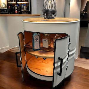 THEO Industrial Barrel Coffee Table | Handmade Whiskey Barrel Furniture | Vintage Loft Decor | Upcycled 208L Oil Barrel | Unique Gift | Bar