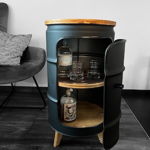 Barrel Bar Barrel Baril Decoration étagère Gift Coffee Table Whisky Shelf Coffetable Loop Table Plank Handmade Nightstand Furniture Xmas Oil Barrel