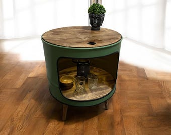 Barrel side table coffee table oil barrel barrel whisky shelf sideboard handcrafted bedside table bar loft design chest of drawers cupboard table