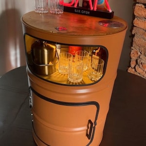 Beczka Beczka Baril Szafka loft étagère prezentowy stolik kawowy Whisky półka drewniana stolik kawowy pętla prezentowa deska ręcznie robiona Halloween meble barowe