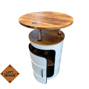 Baril baril armoire baril loft étagère industrielle table en bois table basse étagère à whisky bois table à café boucle table planche fait main jardin béton image 6