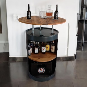 Barrel Barrel Baril Cabinet Industrial étagère Wooden Table Coffee Table Whisky Shelf Wood Coffetable Loop Table Plank Funiture Garden Bar Oil Barrel