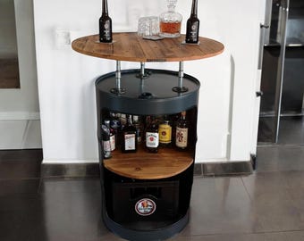 Barrel Barrel Baril Cabinet Industrial étagère Wooden Table Coffee Table Whisky Shelf Wood Coffetable Loop Table Plank Funiture Garden Bar Oil Barrel