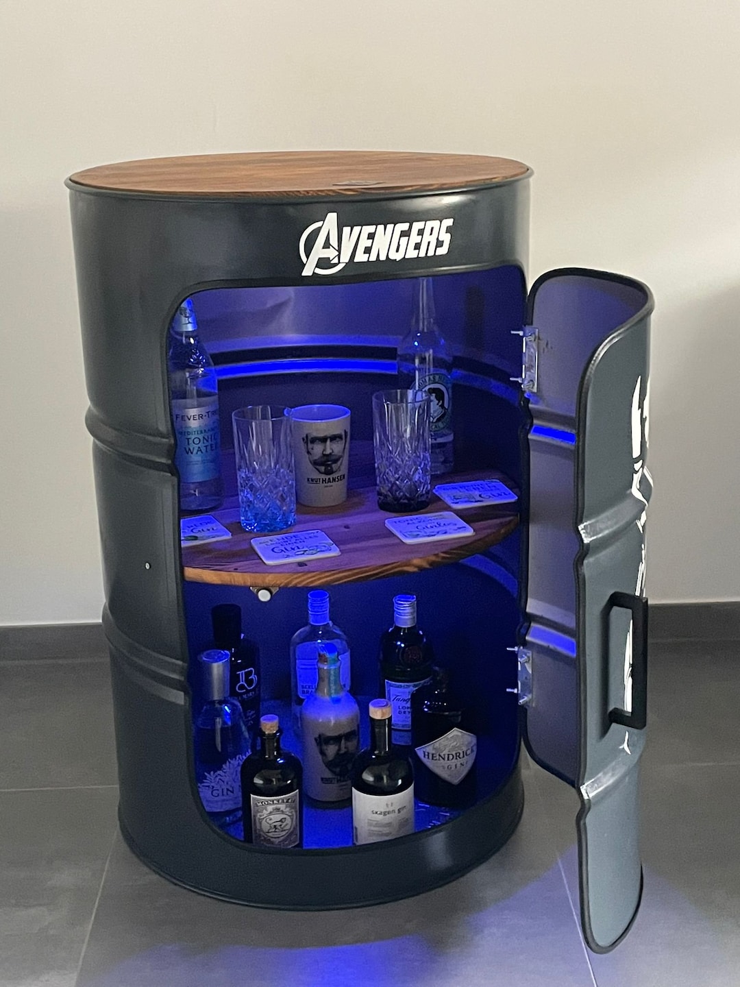 Barrel Bar Barrel Baril Loft Gift étagère Wooden Table Coffee