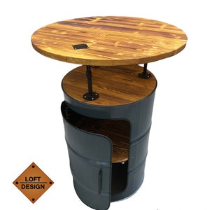 Baril baril armoire baril loft étagère industrielle table en bois table basse étagère à whisky bois table à café boucle table planche fait main jardin béton image 8
