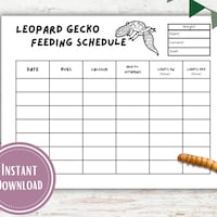 Leopard Gecko Weekly Feeding Schedule/chart - Etsy - Reptile Feeding Chart Software Online