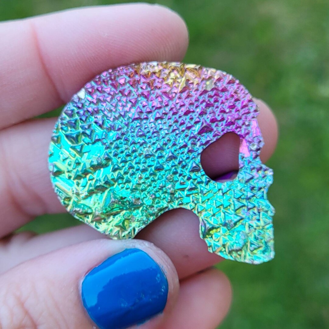 Rainbow Bismuth Skull Shaped Cut-out Made by the Bismuth - Etsy