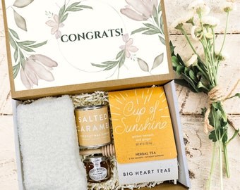 Congratulations Gift Box - Tea, Candle, Honey, and Cozy Socks - Perfect for New Job, Graduation, or Celebrations - Thoughtful Care Package