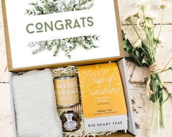 Congratulations Gift Box - Tea, Candle, Honey, and Cozy Socks - Perfect for New Job, Graduation, or Celebrations - Thoughtful Care Package