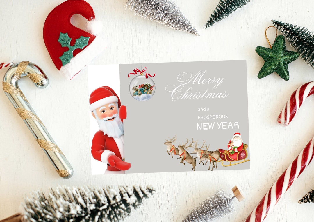 Printable Merry Christmas Card Print at Home Christmas Card Etsy
