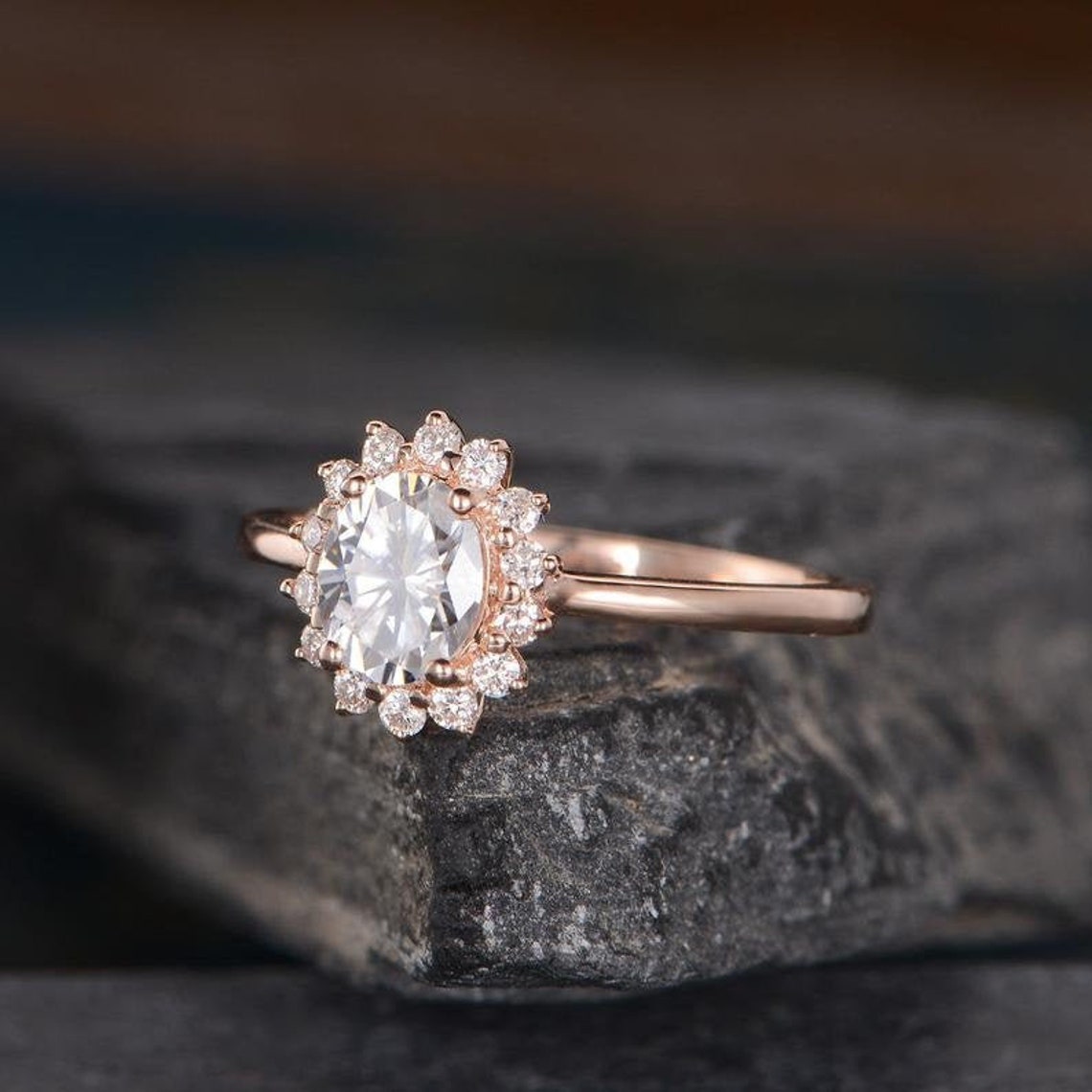 2.0CT Oval Cubic Zirconia Engagement Ring 14K Gold Solitaire Etsy