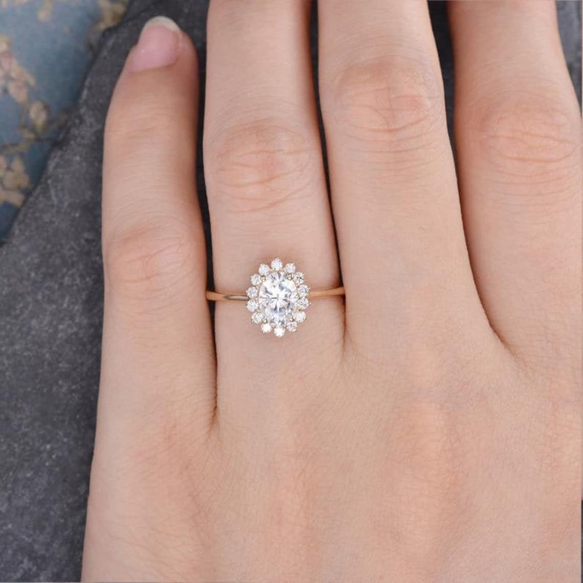 2.0CT Oval Cubic Zirconia Engagement Ring 14K Gold Solitaire Etsy