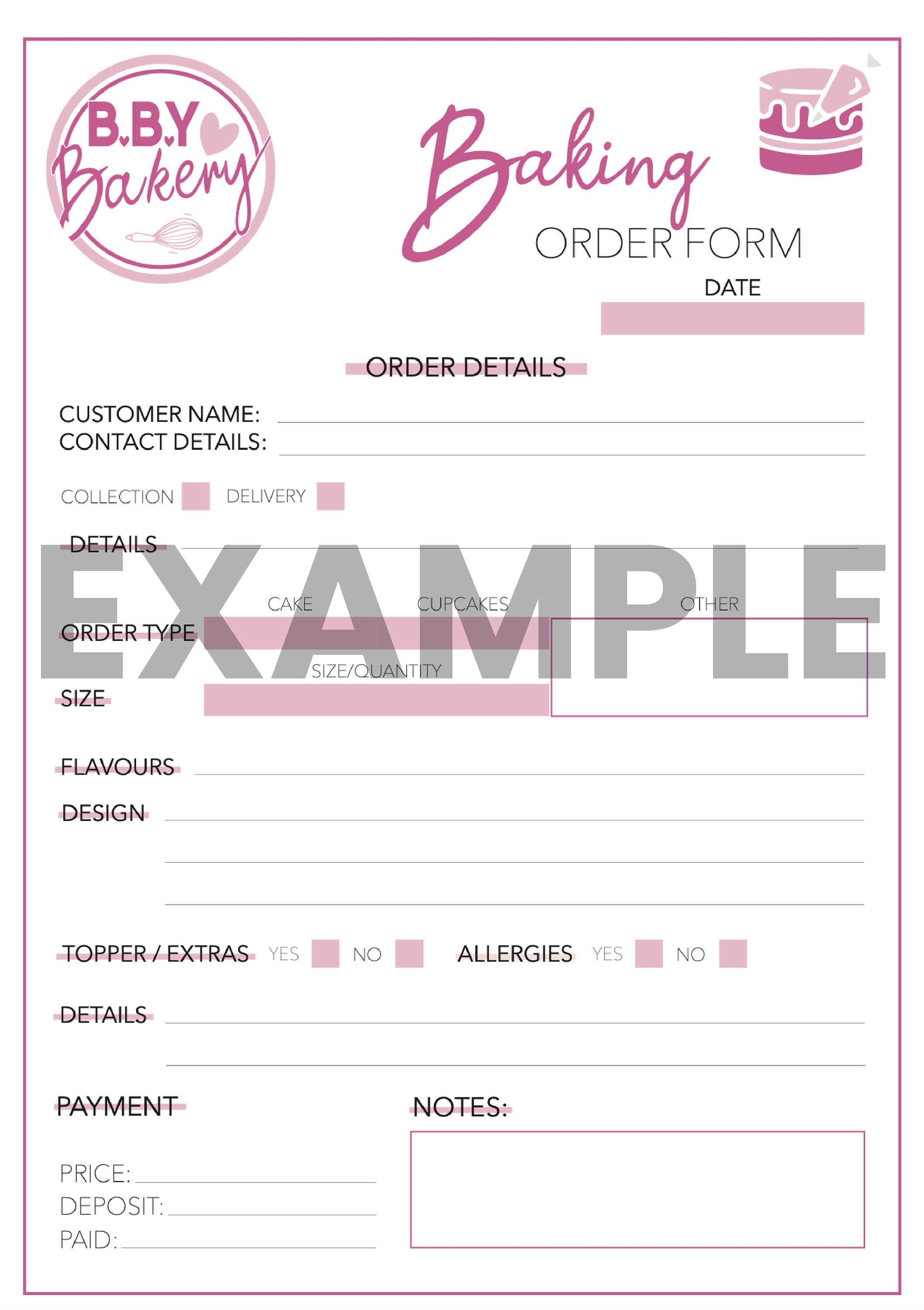 Digital & Printable Baking Order Form Etsy Digital & Printable Baking Order Form Etsy