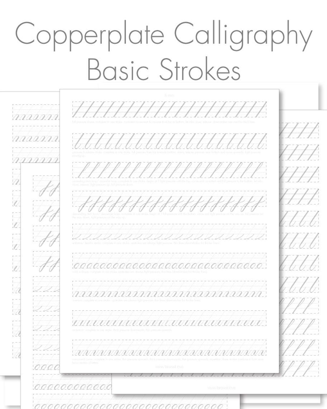 Copperplate Basic Strokes Guided Practice Sheets Calligraphy | US ...