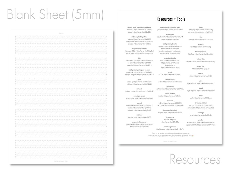 Copperplate Calligraphy Guided Practice Sheets | US Letter + A4, 8 Pages | Wedding, Letters | Strokes, Uppercase, Lowercase | Farewell image 10