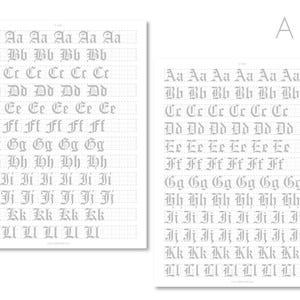 Old English, Gothic, Blackletter, Graffiti, Shakespearean | Calligraphy Guided Practice Sheets | US Letter + A4 | 13 Pages | Farewell image 3