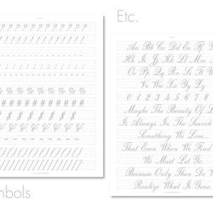 Copperplate Calligraphy Guided Practice Sheets | US Letter + A4, 8 Pages | Wedding, Letters | Strokes, Uppercase, Lowercase | Farewell image 9