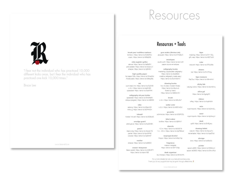 Old English, Gothic, Blackletter, Graffiti, Shakespearean | Calligraphy Guided Practice Sheets | US Letter + A4 | 13 Pages | Farewell image 2