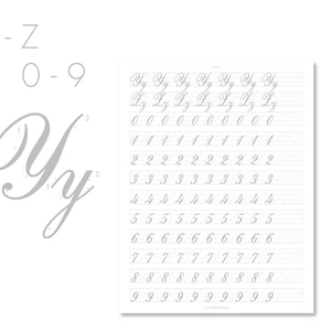 Copperplate Calligraphy Guided Practice Sheets | US Letter + A4, 8 Pages | Wedding, Letters | Strokes, Uppercase, Lowercase | Farewell image 8