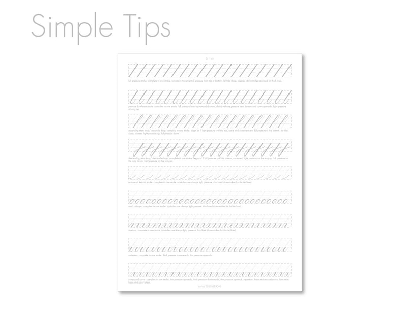 Copperplate Basic Strokes Guided Practice Sheets Calligraphy | US ...