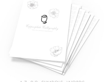 Copperplate Calligraphy Practice Sheets | Guided 28 Pages | US Letter + A4 | Wedding, Letters | Uppercase, Lowercase, Numbers | Farewell