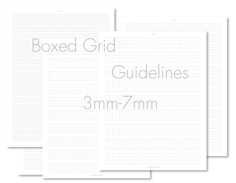 Blank Sheets Calligraphy Lettering, 3mm, 4mm, 5mm, 6mm, 7mm, Guided, 55 ...