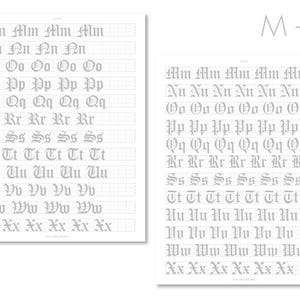 Old English, Gothic, Blackletter, Graffiti, Shakespearean | Calligraphy Guided Practice Sheets | US Letter + A4 | 13 Pages | Farewell image 4