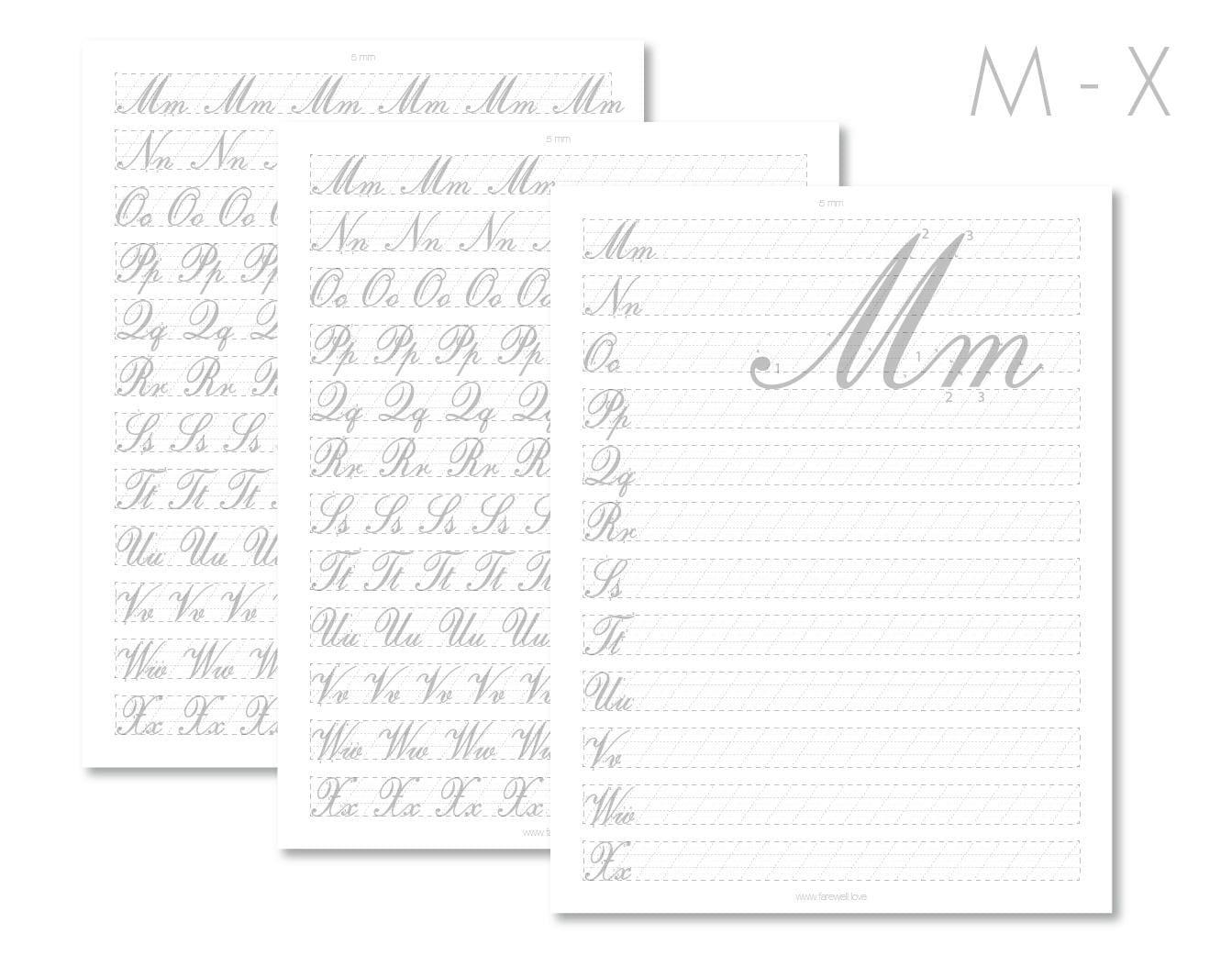 Complete 28 Page Copperplate Calligraphy Practice Sheets | US Letter ...