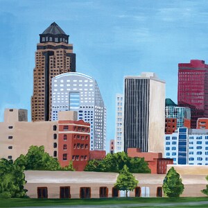 Des Moines Skyline Painting Print