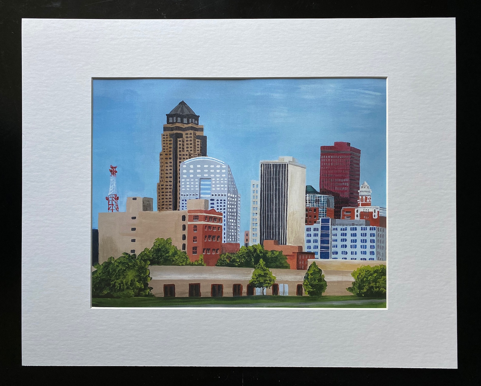 Des Moines Skyline Painting Print Etsy