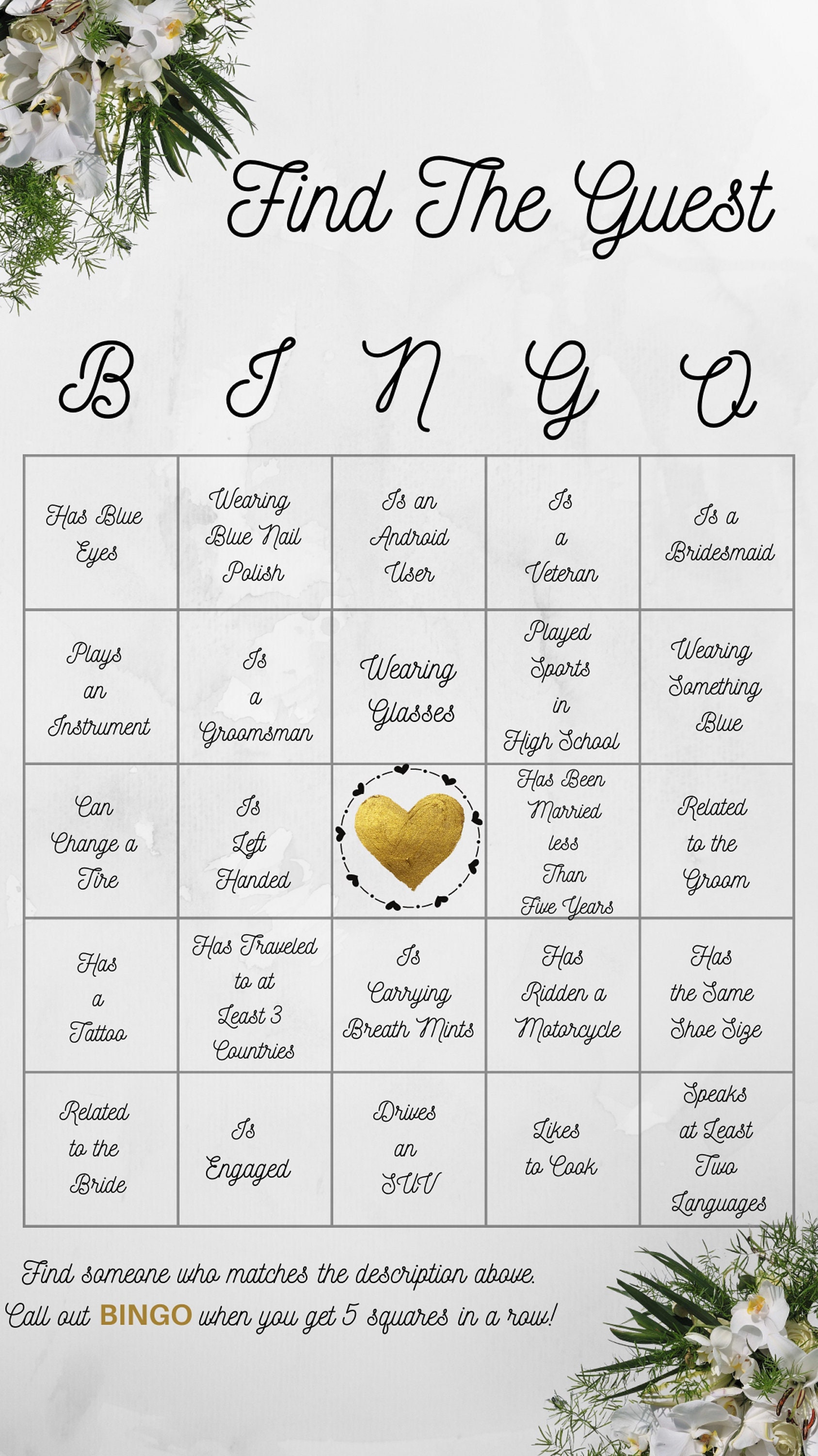 Find the Guest Bingo Bridal Shower Game Etsy UK