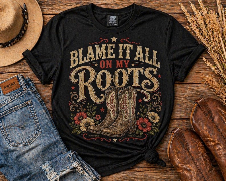 Comfort Colors Blame It All On My Roots Tee, Country Concert Shirt image 3