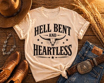 Camiseta Hell Bent and Heartless, camiseta gráfica country western, atuendo para concierto