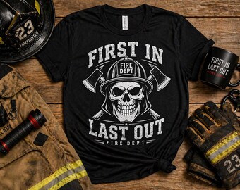 Camiseta con calavera de bombero, camiseta del departamento de bomberos, camiseta de rescate del camión de bomberos 343