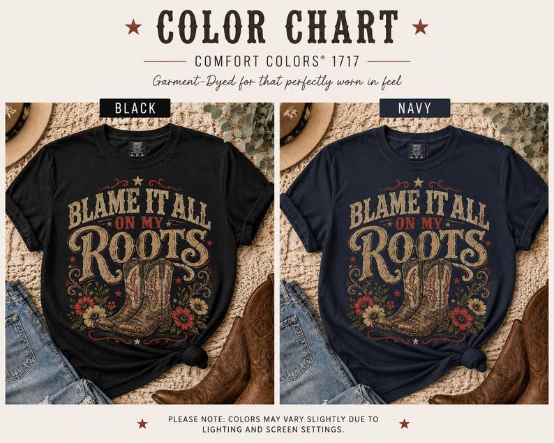 Comfort Colors Blame It All On My Roots Tee, Country Concert Shirt image 4