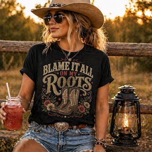 Comfort Colors Blame It All On My Roots Tee, Country Concert Shirt image 2