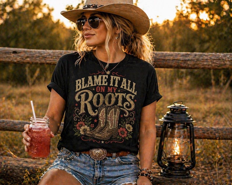 Comfort Colors Blame It All On My Roots Tee, Country Concert Shirt image 2
