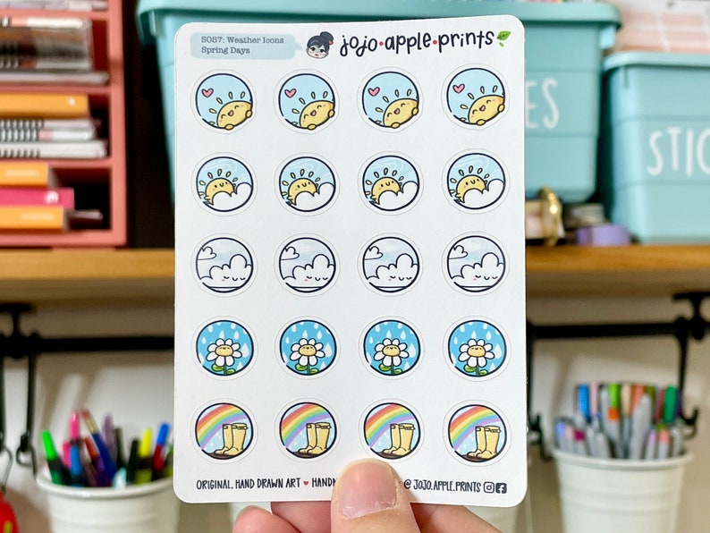 Weather Icons, Mood Stickers Seasonal Stickers Planner, Bullet Journal Hand Drawn, Handmade S056, S057, S058, S059, S060, S072 image 4