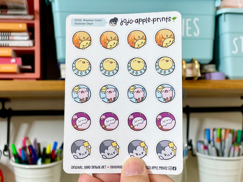 Weather Icons, Mood Stickers Seasonal Stickers Planner, Bullet Journal Hand Drawn, Handmade S056, S057, S058, S059, S060, S072 image 5