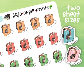 Audiobook Icon Planner Stickers - Hand Drawn, Handmade, Original Artwork - Journaling, Scrapbooking, Bullet Journal (B138, R134)