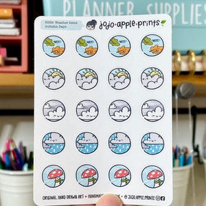 Weather Icons, Mood Stickers Seasonal Stickers Planner, Bullet Journal Hand Drawn, Handmade S056, S057, S058, S059, S060, S072 image 6