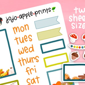 Cozy Autumn Decorative Box Stickers | Fall Functional Stickers | Hand Drawn, Original Art, Handmade | Monthly Sticker Kit (B209, R204)