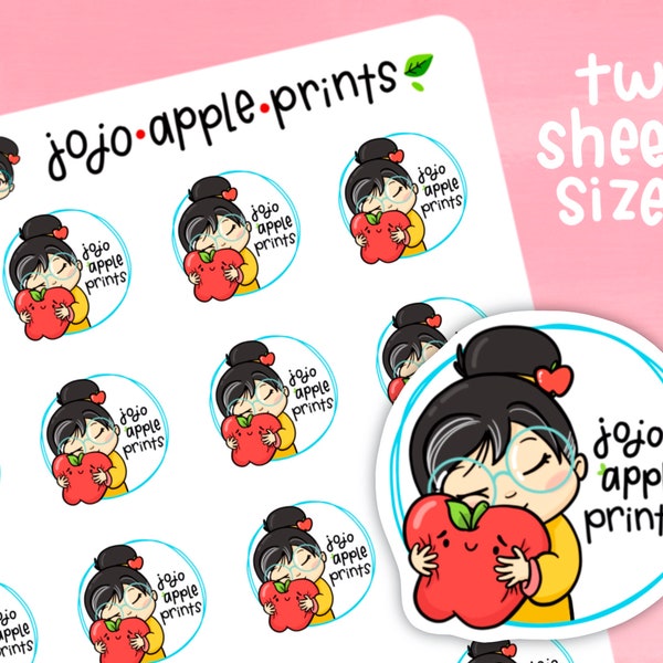 Jojo Apple Prints Logo Stickers | Functional Planning Stickers | Hand Drawn, Handmade, Original Art (B184, R179)