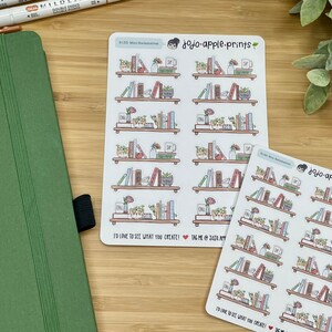 Cute Bookshelf Planner Stickers Hand Drawn, Handmade Journaling, Scrapbooking, Bullet Journal B132, B,133, R129, R130 image 3